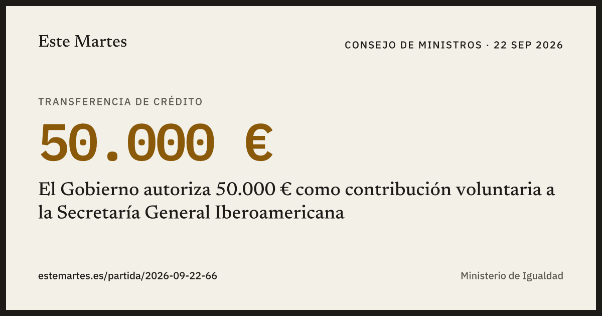 Tarjeta: El Gobierno autoriza 50.000 € como contribución voluntaria a la Secretaría General Iberoamericana
