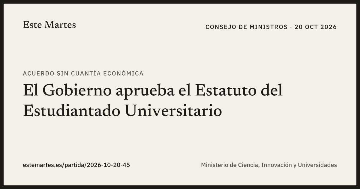 Tarjeta: El Gobierno aprueba el Estatuto del Estudiantado Universitario